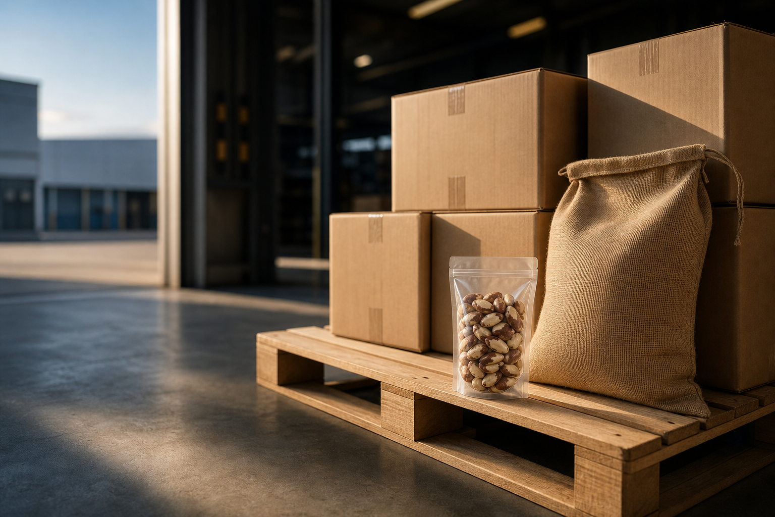 Conceptual Brazil nuts fulfilment and logistics scene