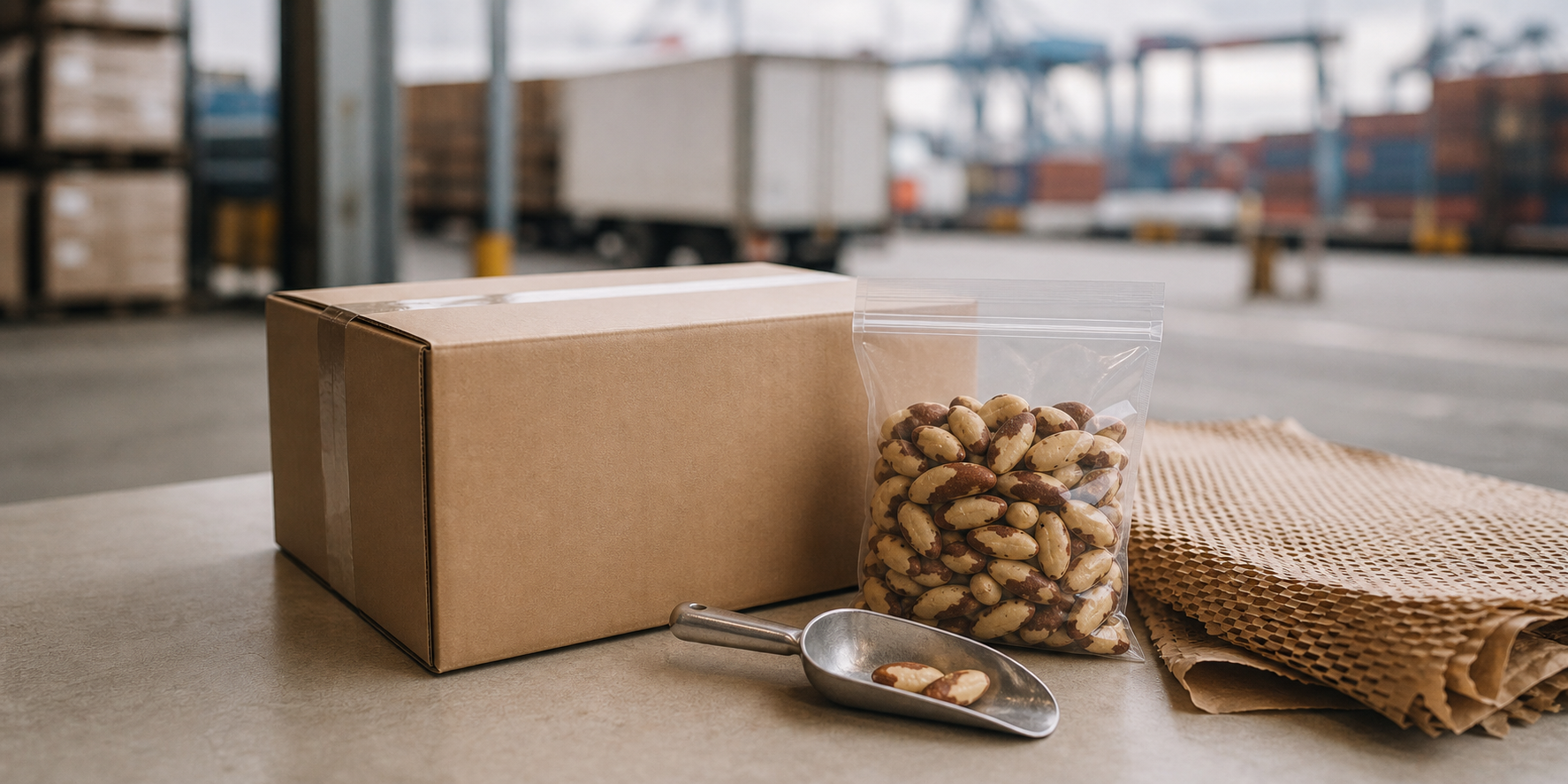 Brazil nut order preparation near the Rotterdam logistics hub
